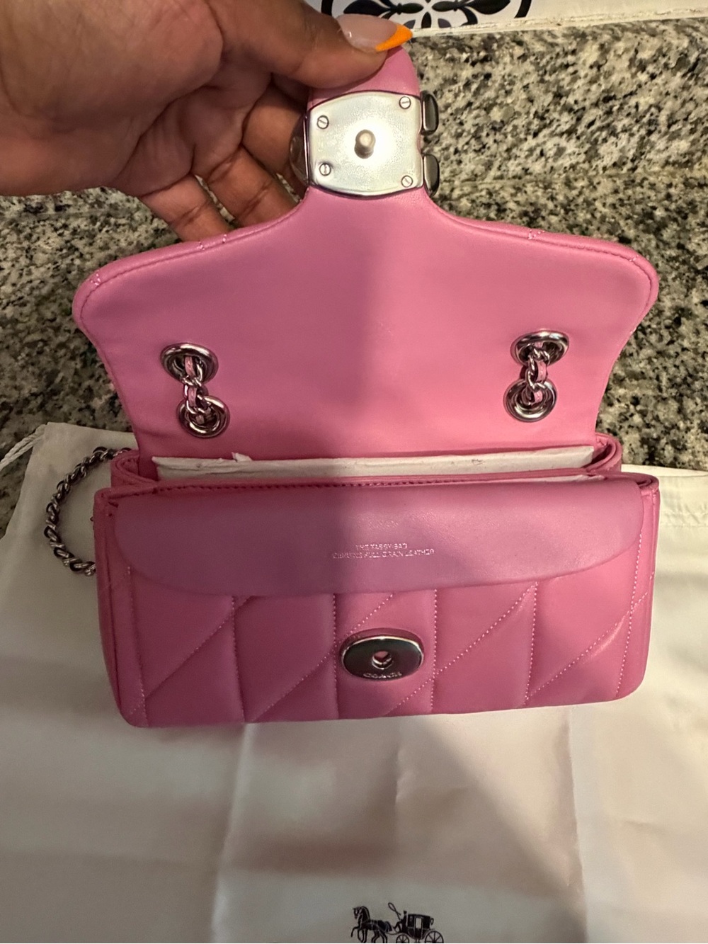 Coach Pink Quilted Leather Shoulder Bag with Silver Hardware / Size 20 - Picture 5 of 11